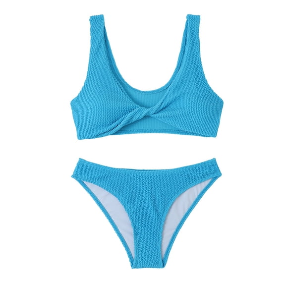 Glisme Swimsuits For Women New Bikini Set Push Up Split Bikini Swimsuit For Women Blue Bathing Suits For Swimming Pool