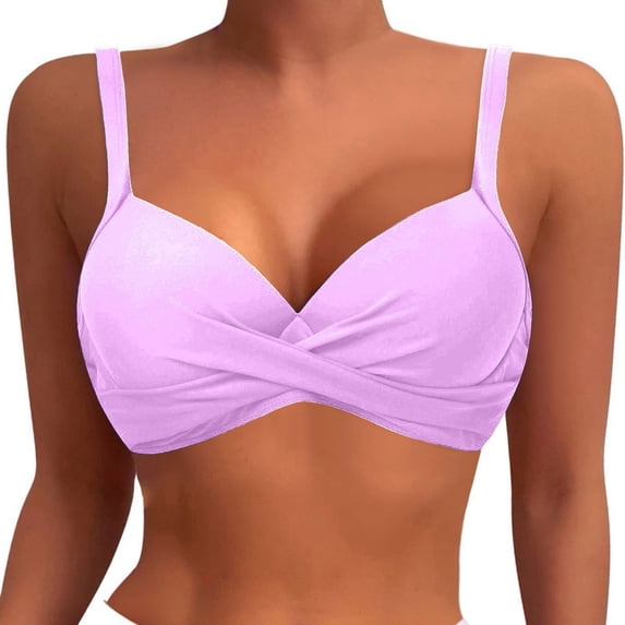Glisme Swimsuits For Women Swimwear Push Up Bikini Top Purple Bathing Suits For Beach