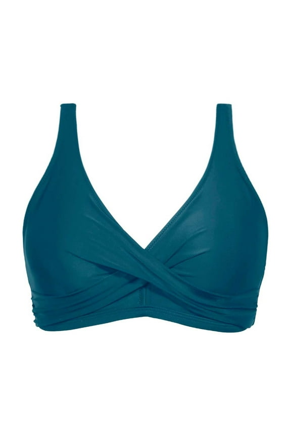 Swimsuits For Women Bikini Top Stainless Steel Hooks Swimwear Tops Underwire Full Coverage Push Up Bikini Top Swim Crop Top Navy Bathing Suits For Swimming Activity