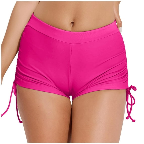 Glisme Swimsuits For Women Swimwear Bottoms Plus Size High Waist Bikini Bottoms Swim Briefs Beach Shorts Ruched High Cut Full Coverage Swim Bottom Pink Bathing Suits For Swimming Pool
