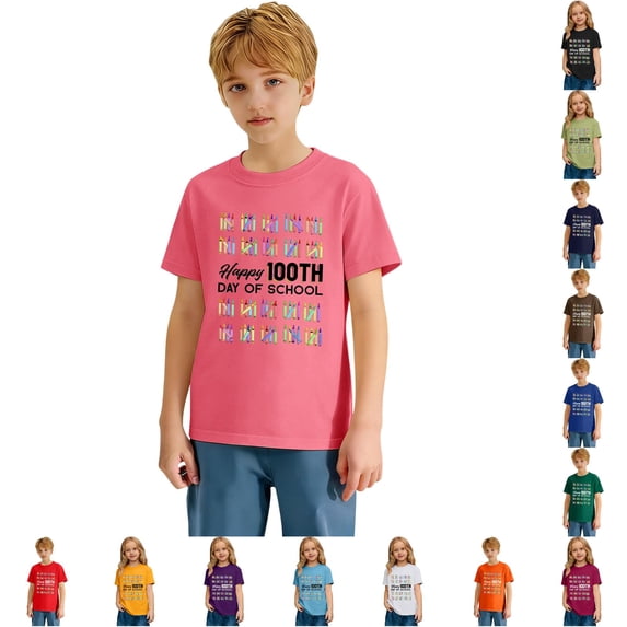 Glisme T Shirts For Girls Back To School Teen Short Sleeve Cartoon Pattern Crewneck Tee 12-13 Years Pink