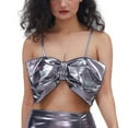 thumbnail image 1 of Glisme Tank Tops For Women Elegant Bow Tie Bustier Top Sweetheart Neckline Glossy Leather Strap For Layering And Fashion Style Versatile Grey Tee, 1 of 2