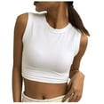 thumbnail image 1 of Glisme Tank Tops For Women Fashion Round Neckline Solid Color Sleeveless Undershirt Classic White T Shirt, 1 of 4