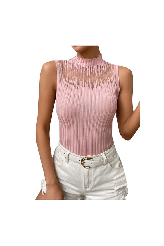 Tank Tops For Women Summer New Simple And Mesh Top Tank Top Sling Softness Pink Top