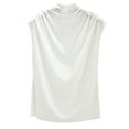 thumbnail image 1 of Glisme Tank Tops For Women Turtleneck Sleeveless Cotton Solid Casual Loose Tunic Top Tee Shirt Tank Leisure White Tee, 1 of 6