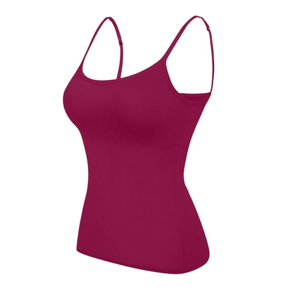 Glisme Tank Tops For Women Vest Solid Color Tube Top Camisole With Chest Pad Top Summer Inner Wear Anti Light Wrap Chest Vest Softness Red T Shirt