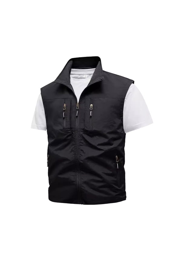 Tank Tops Men Lightweight Softshell Vest Outdoor Utility Travel Vest Outerwear Sleeveless Jacket For Hiking Runing Athletic Gym Workout Muscle Shirts Black