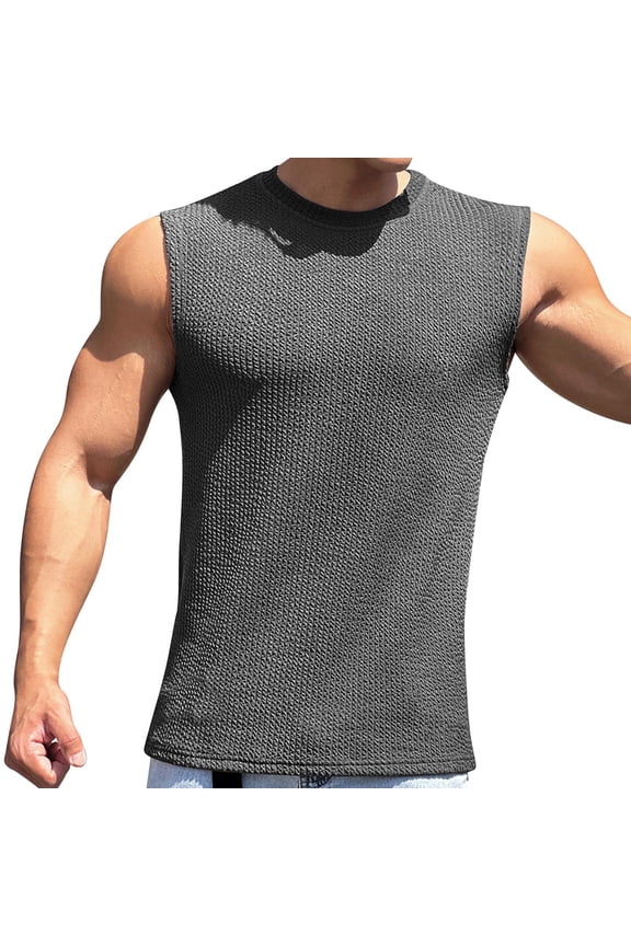Tank Tops Men Solid Color Undershirt Bottoming Shirt Cardigan Sleeveless T Shirt Shirt Sports Tops Stretch Tank Tops Grey