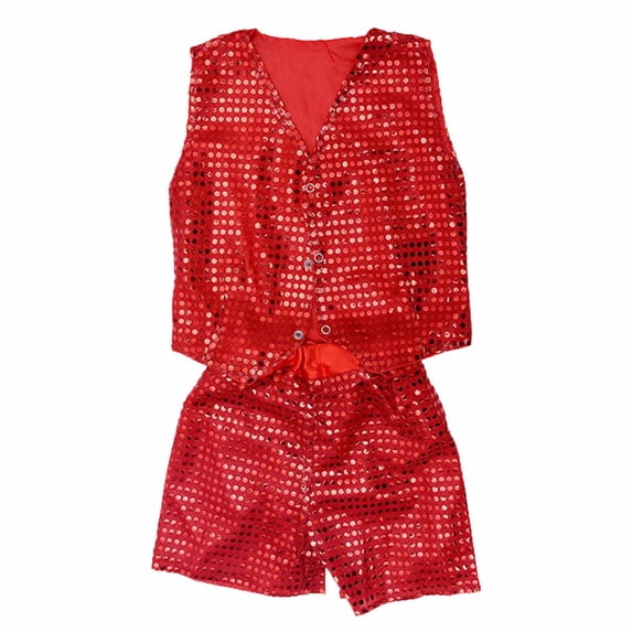 Glisme Boy Outfits O Neck Outfits Sleeveless Cartoon Pattern Performance Clothes Comfortable Wear 14-15 Years Red