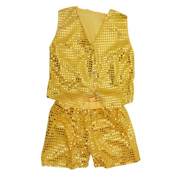 Glisme Boy'S Outfits O Neck Outfits Sleeveless Cartoon Pattern Performance Clothes Comfy Wear 10-11 Years Yellow