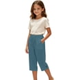 thumbnail image 1 of Glisme Teen Girls Trousers Solid Color With Pockets And Drawstring Autumn Comfortable Girls Straight Leg Pants Size 13-14 Years, 1 of 6