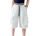 thumbnail image 1 of Glisme Teen Girls Trousers Solid Color With Pockets And Drawstring Autumn Cozy Girls Wide Leg Pants Size 9-10 Years, 1 of 3