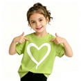 thumbnail image 1 of Glisme Tees for Girls Heart Print Short Sleeve Crew Neck Tops Summer Soft Girl T-Shirt Size 9-10 Years Light Green, 1 of 3