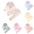thumbnail image 1 of Glisme Toddler Boy Outfits 3-4 Years Long Sleeve Satin Pajamas Set Button Down Sleep Shirt Top Pants Sleepwear Cute Clothes Beige, 1 of 8