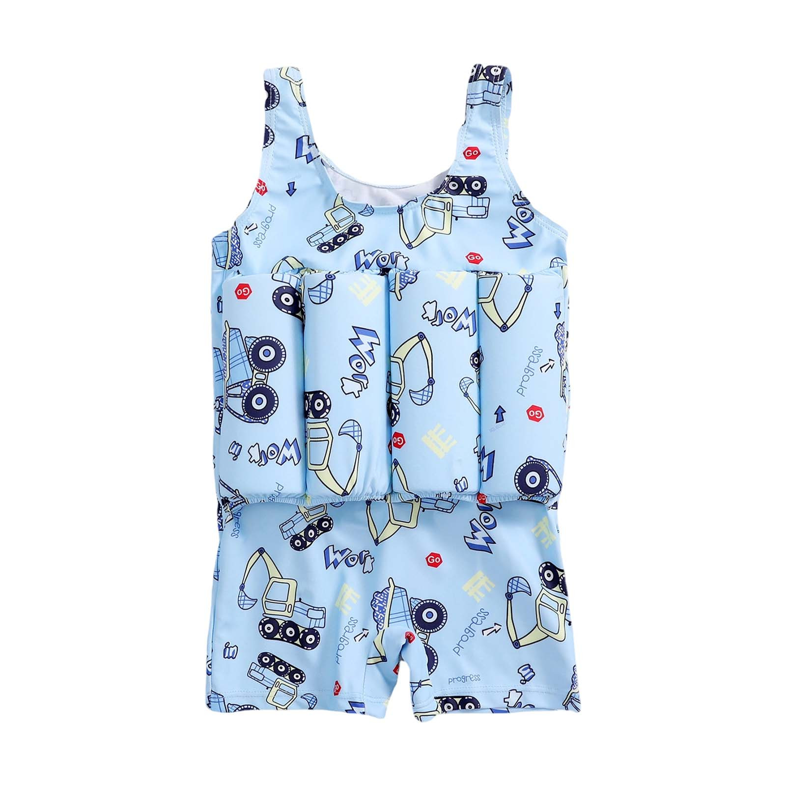 Glisme Toddler Boy Swimsuit Cartoon Printed Buoyancy Training Suits Children'S Beach Sports Summer Floral Child Bathing Suit For Beach Pool Size 18-24 Months,Light Blue
