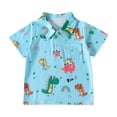 thumbnail image 1 of Glisme Toddler Boys Beach Tees Cartoon Dinosaur Print Short Sleeve Notch Neck Fall Comfortable Boys T-Shirt Size 2-3 Years, 1 of 6