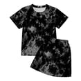 thumbnail image 1 of Glisme Toddler Boys Girls Outfit Set Tie Dye Short Sleeve Crew Neck Tops With Fashion Shorts Outfit Summer Casual Boys Set Size 2-3 Years Black, 1 of 3