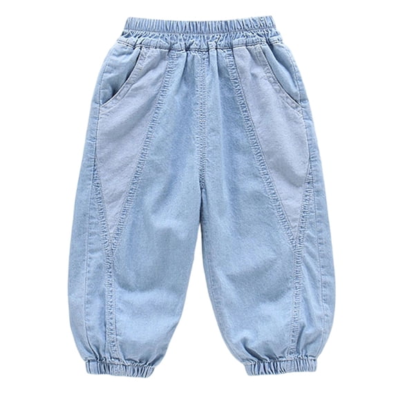 Glisme Toddler Boys Jeans Colorblock Denim Harem Pants Lightweight Breathable Fall Casual Boys Baggy Pants Size 3-4 Y