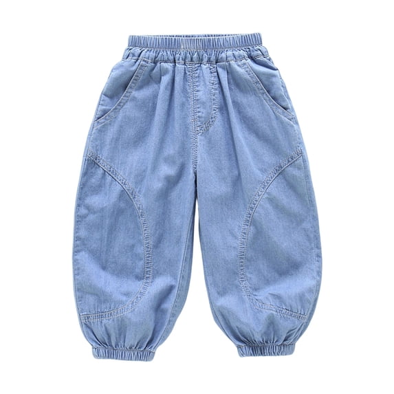 Glisme Toddler Boys Jeans Harem Pants Denim Pants Lightweight Breathable Fall Casual Boys Baggy Trousers Size 4-5 Y