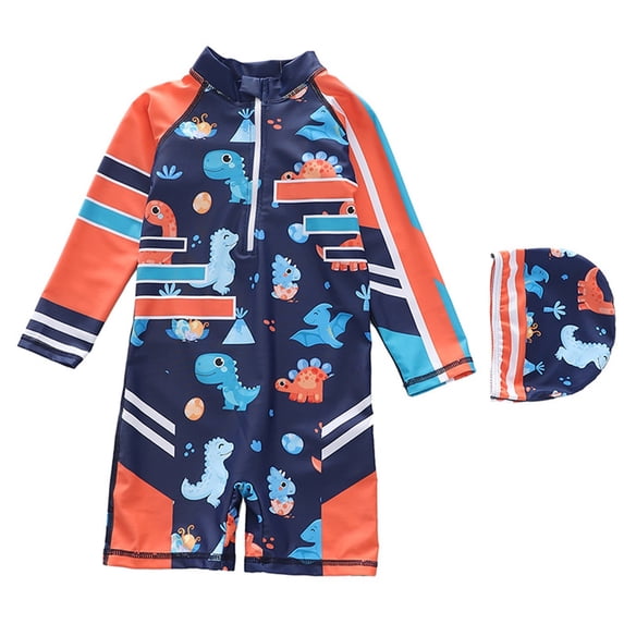 Glisme Toddler Boys Swim Set Upf 50+ Sun Long Sleeve Rash Guard Swim Shirt With Matching Swim Trunks For Beach Pool Soft Playsuit Orange 4-5 Years