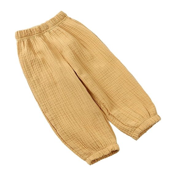 Glisme Toddler Casual Pants For Boy 3-4 Years Spring Summer Loose Fit Trousers Solid Color Elastic Waist Straight Leg Slacks Lovely Wear Khaki