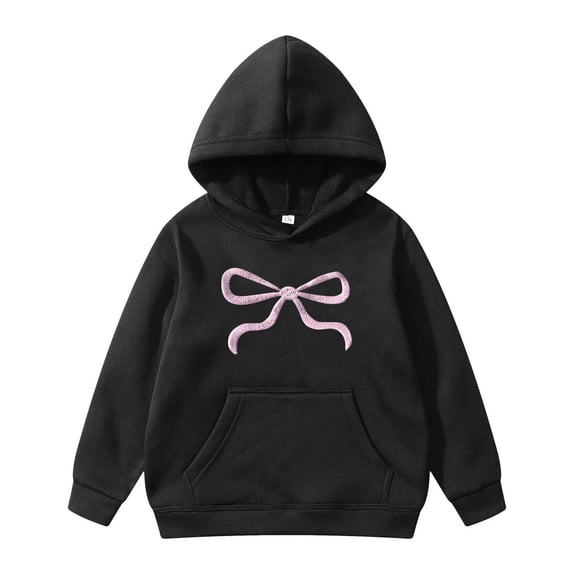 Glisme Toddler Girls Hoodies Bowknot Print Long Sleeve Fall Winter Cozy Sweatshirts For Girls Size 3-4 Years