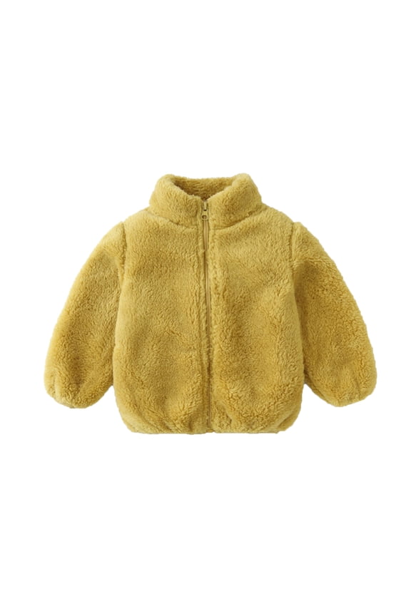 Toddler Girls Jacket Sweatshirt Thermal Coat Mentel Wrap Surcoat Jacket Regular Fit Outerwear Everyday Wear Size 3-4 Years Yellow