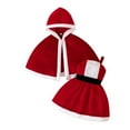 thumbnail image 1 of Glisme Toddler Girls Outfits Sleeveless Christmas Velvet Vest Dress Hooded Robe Cape Set Red Girl Softness Suit/9-12 Months, 1 of 7