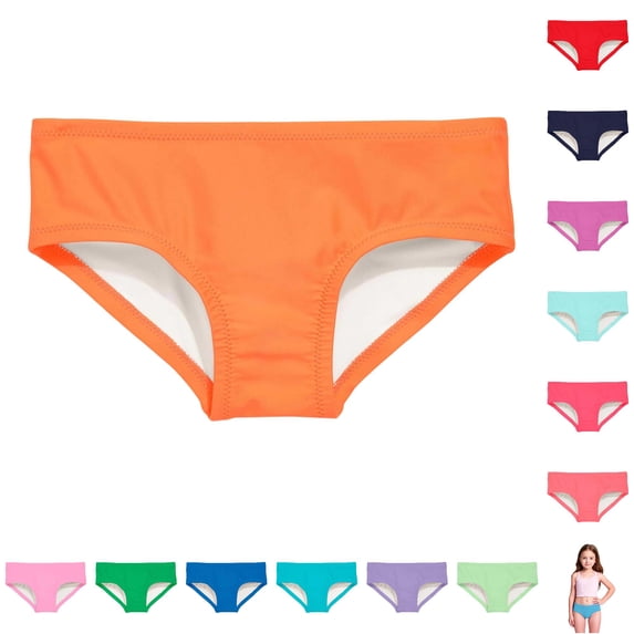 Glisme Toddler Girls Swimsuits 4-5 Years Solid Color Beach Swim Shorts For Elastic Waist Solid Color Swimwear Bottoms Charm Wear Orange