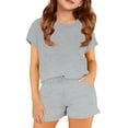 thumbnail image 1 of Glisme Toddler Kids Girls Outfit Set Solid Color Short Sleeve Crew Neck Shirt With Shorts Set Summer Cozy Soft Girls Outfit Size 13-14 Years Mint Green, 1 of 5