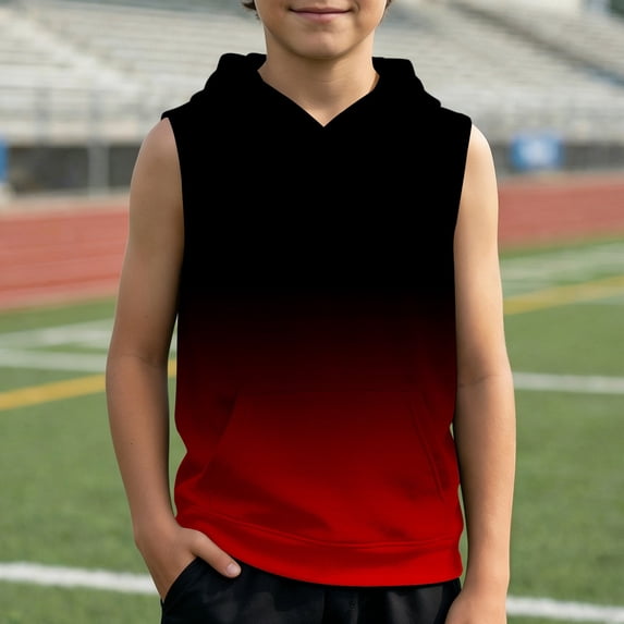 Glisme Toddler Tops For Boys 3-4 Years Sleeveless Tee Round Neck T Shirts Graphic Prints Tank Tops Adorable Clothes Red