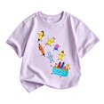 thumbnail image 1 of Glisme Tops for Girls Short Sleeve T Shirts Crewneck Cartoon Pattern Tee Adorable Toddler Wear Purple, 1 of 3