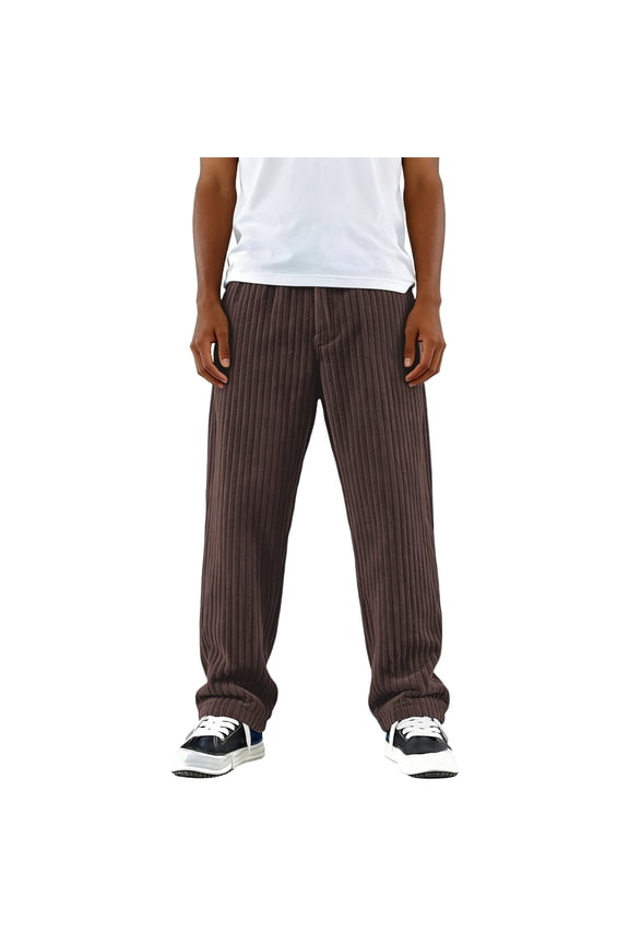 Trouser For Mens Straight Elastic Waist Tube Hip Hop Street Pants Trend Wear L Coffee