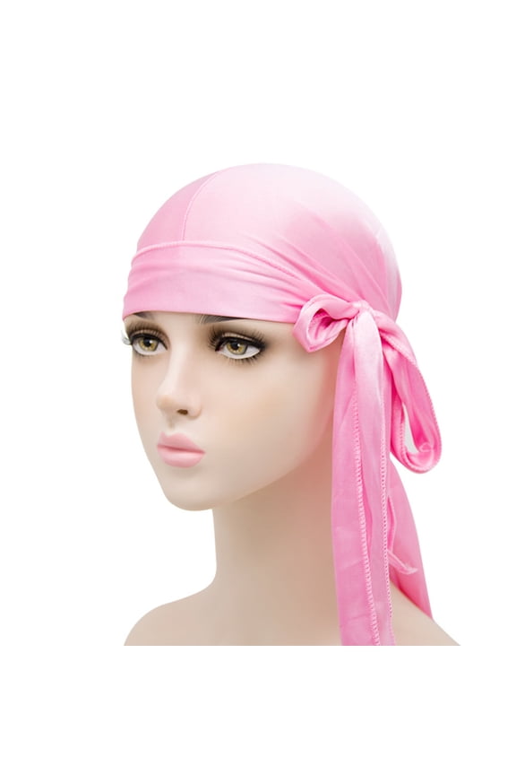 Unisex Headwear Tie Back Head Cover Adult Solid Tone Glossy Side Knot Long Tails Fashion Street Matching Head Accessory Trend Head Accessory Pink