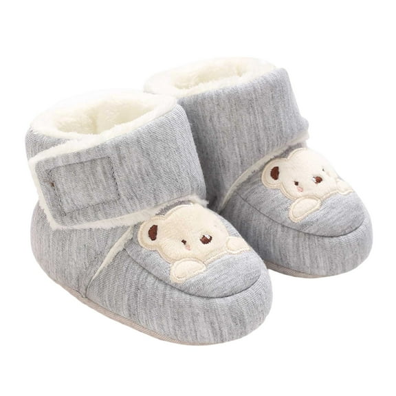 Glisme Winter Baby Shoes Soft Soled Boots For Boys And Girls Snow Boots Newborn Walking Shoes Versatile Grey Boots Size 1-8 Months