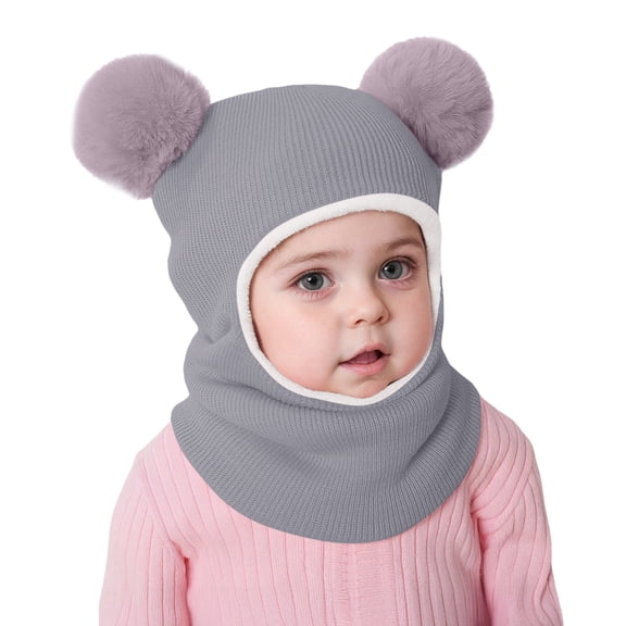 Glisme Winter Hat Baby Warm Knit Earflap Hat With Soft Thermal For Infant Boys Girls Versatile Accessories Grey