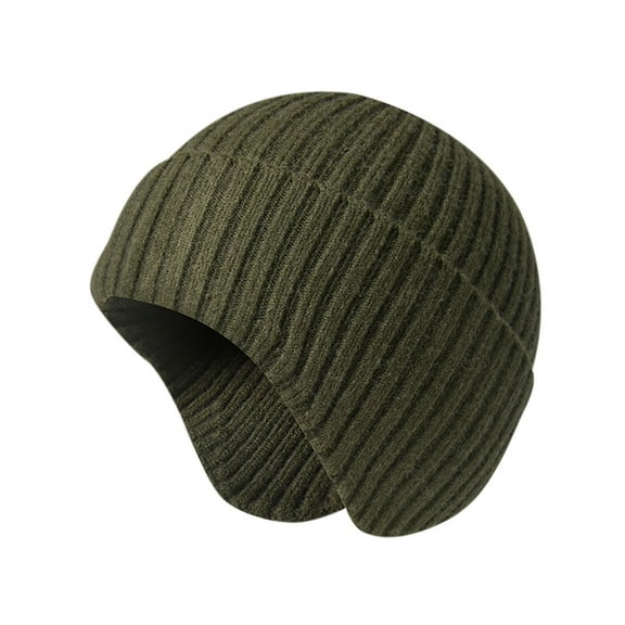 Glisme Winter Hat Men's And Women's Knitted Cap Warm Cap Slouchy With Ear Warmer Cycling Plus Thermal Hat Versatile Headgear Green