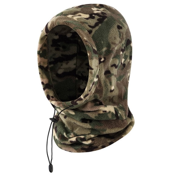 Glisme Winter Hat Unisex Outdoor Camouflage Polar Thermal Warm Scarf Ear Integrated Plus Velvet Thick Windproof Stylish Headgear Coffee