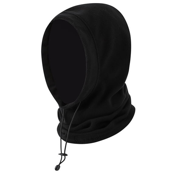 Glisme Winter Hat Unisex Outdoor Polar Thermal Warm Scarf Ear Integrated Plus Velvet Thick Windproof Versatile Headwear Black