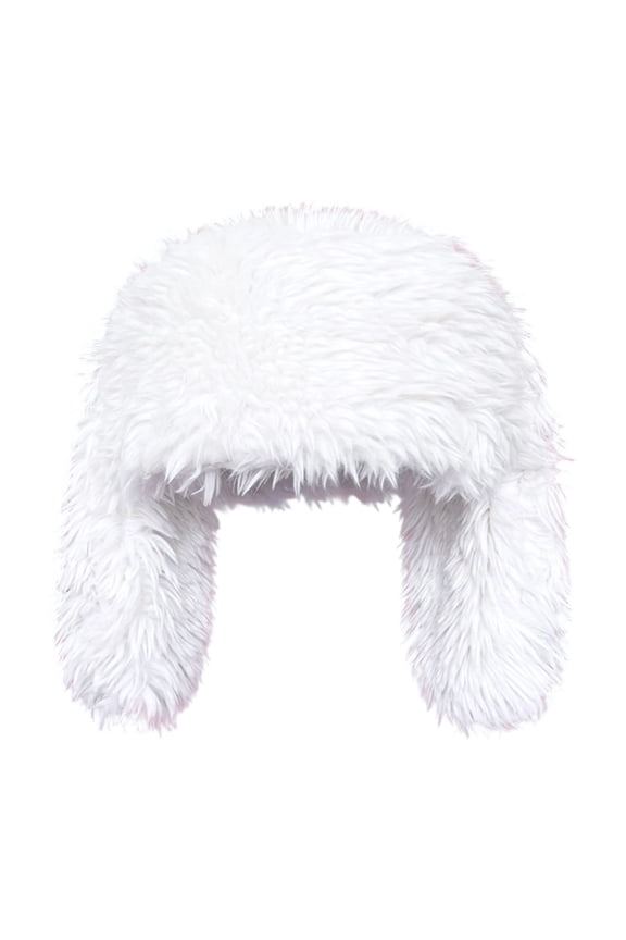 Winter Hat With Rabbit Ears Soft Ear Cap For Warmth And Cute Style Trend Accessories White