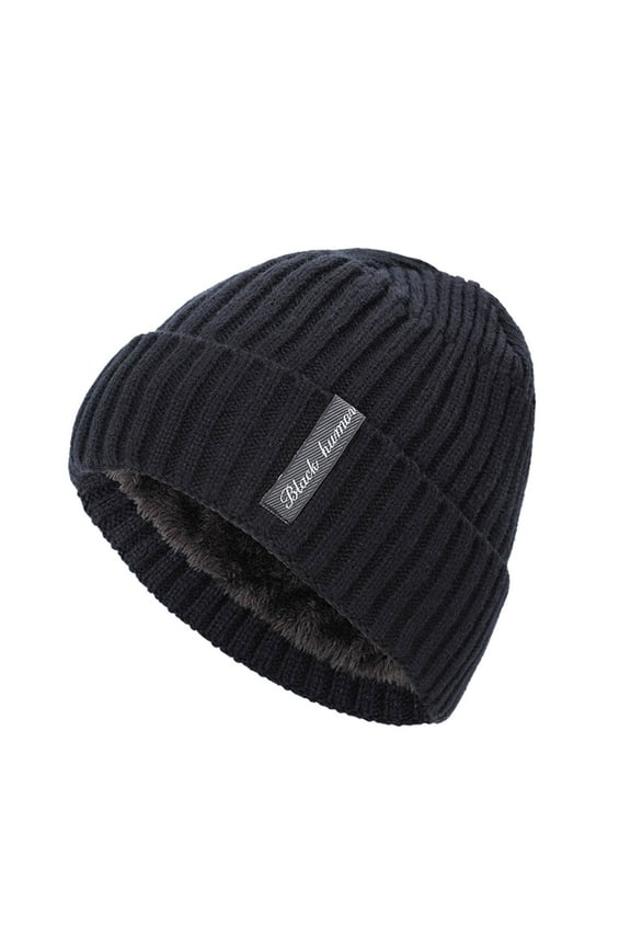 Winter Hat Women Men Thickened Knitted Warm Cap Autumn And Hat And Hats Trend Accessories Black