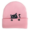 thumbnail image 1 of Glisme Winter Hat Women's Embroidered Cat Cat Animal Knitted Hat Trend Headwear Pink, 1 of 2