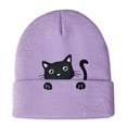 thumbnail image 1 of Glisme Winter Hat Women's Embroidered Cat Cat Animal Knitted Hat Versatile Accessories Light Purple, 1 of 2