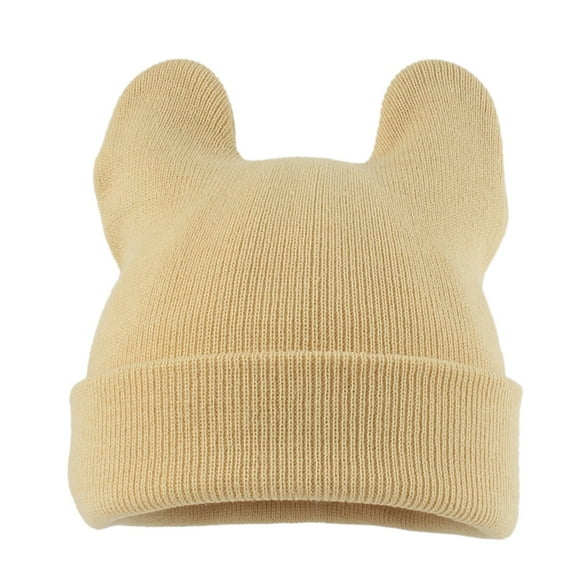 Glisme Winter Hat Women's Knitted Woolen Hat Cute Cat Ears Warm Knitted Big Ears Crochet Skiing Cycling Outdoor Earmuffs Stylish Accessories Beige