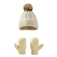 thumbnail image 1 of Glisme Winter Kids Hat Glove Set Knit Thermal Lined Neck Warmer Mittens For Toddler Boys Girls For Fashionable Accessory Beige, 1 of 3