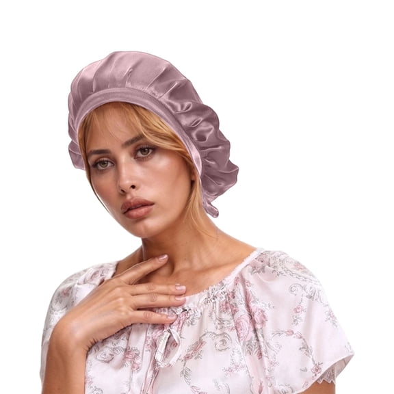 Glisme Women Hats Adjustable Seamless Lace Hair Cap For Hair Care Home Silk Sleep Cap Trend Headwear Purple
