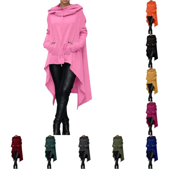 Glisme Women Hoodies Loose Fit Long Sleeve Solid Color Sweatshirts With Pocket Ladies Simple Wear Pink