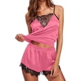 thumbnail image 1 of Glisme Women Pajamas Set Cozy Home Sleepwear Set With Lace Hollow Design For Parties And Lounging Softness Nightwear Hot Pink , L, 1 of 5