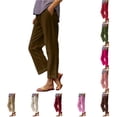 thumbnail image 1 of Glisme Women Pants Lightweight Empire Waist Trousers Wide Leg Loose Fit Slacks Classic Clothing Brown Xl, 1 of 7