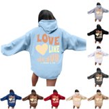 Glisme Women'S Hoodies Long Sleeve Relax Fit Cartoon Prints Sweatshirts ...